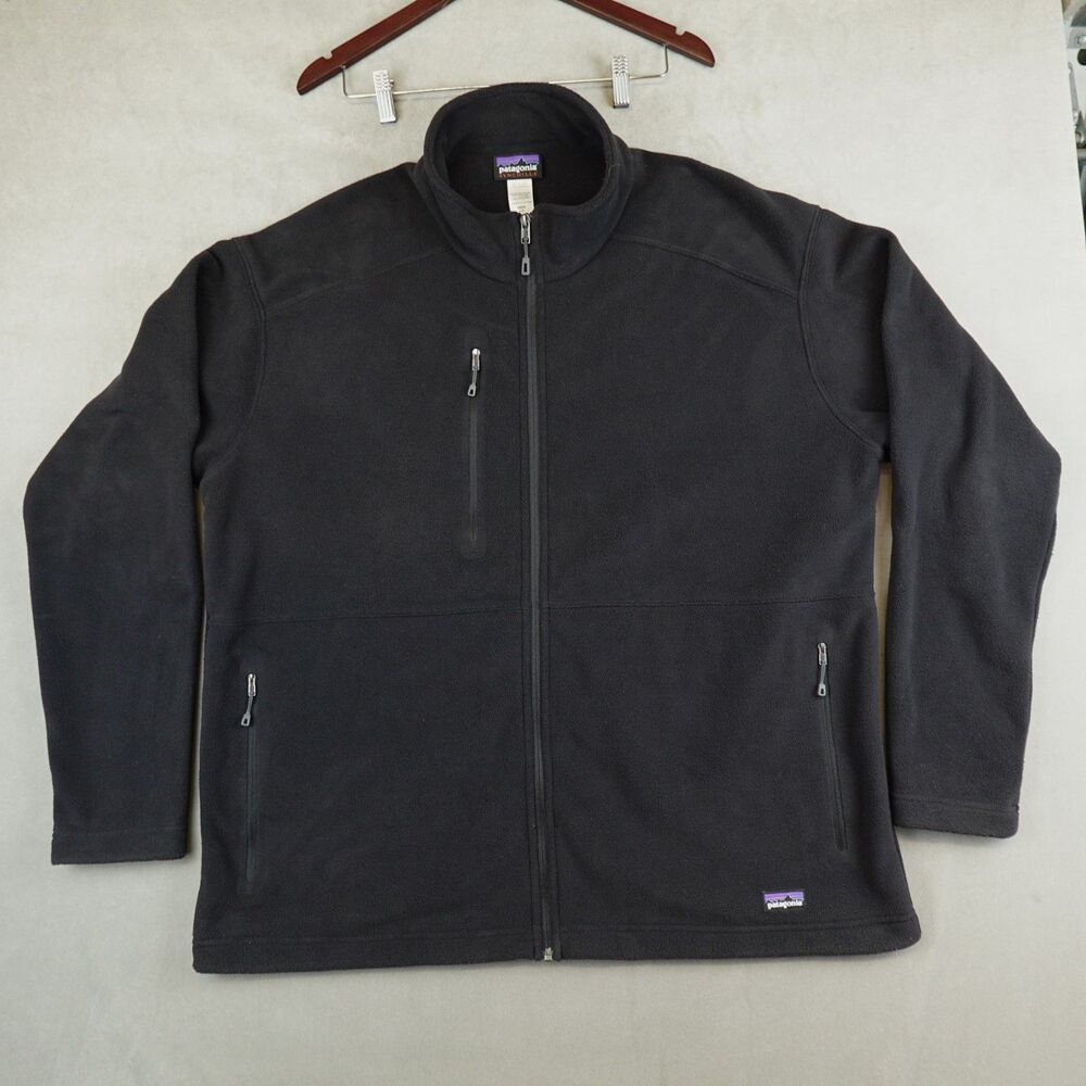 Patagonia Synchilla Jacket Mens XXL Micro Fleece Suede Black Full Zip Hiking Y2K